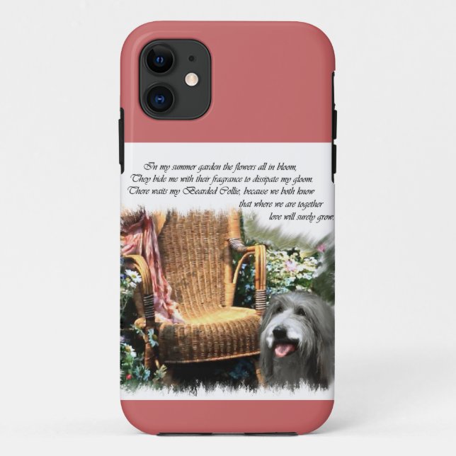 Funda De Case-Mate Para iPhone Jardín de verano de Collie con barba (Reverso)