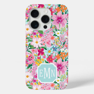Funda Para iPhone 15 Pro Jardín Floral Colorido Monogramado