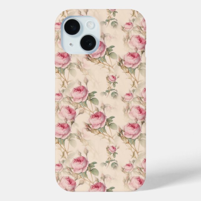 Funda De Case-Mate Para iPhone Jardín floral de rosas rosadas  (Reverso )