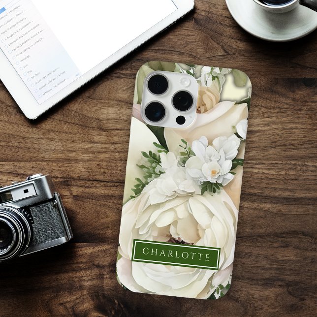 Funda De Case-Mate Para iPhone Jardín floral verde y blanco (Subido por el creador)