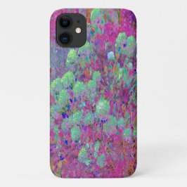 Funda Para iPhone 11 Jardín Magenta con Flores de Hortensias Acuáticas