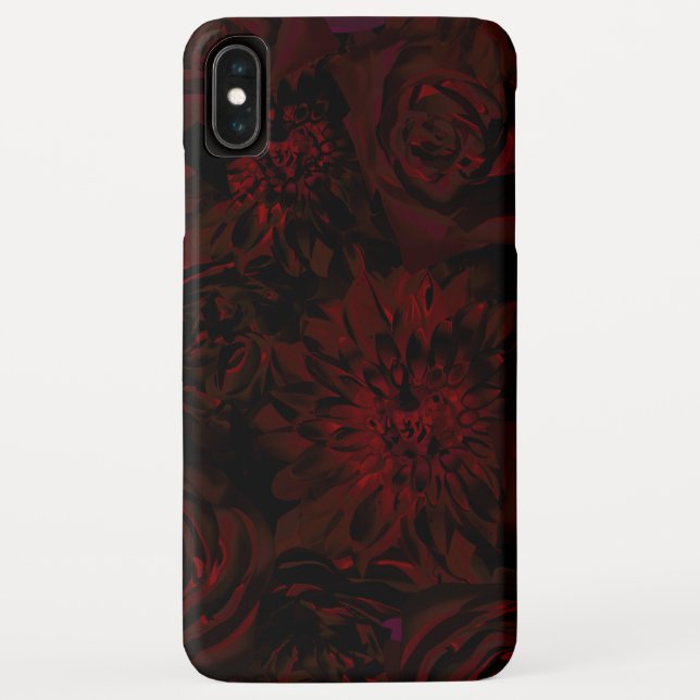 Funda De Case-Mate Para iPhone Jardín Oscuro Flores Rojos Románticas Glam Gótico (Reverso)