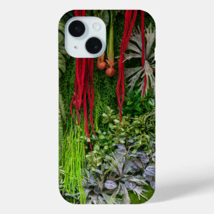 Funda Para iPhone 15 Jardín Vertical Tropical Patrón de Musgo y Hojas