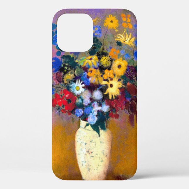 Funda De Case-Mate Para iPhone Jarrón blanco con flores Odilon Redon (Reverso )