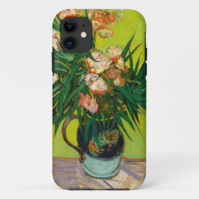 Funda De Case-Mate Para iPhone Jarrón Vincent Van Gogh con adelfas y libros (Reverso)