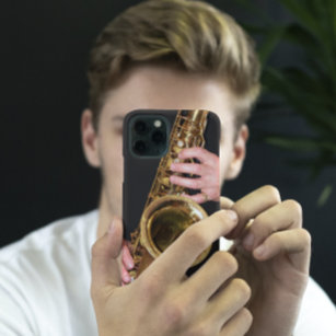 Funda Para iPhone 11 Pro Jazzman juega foto saxofónica de oro