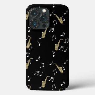 Funda Para iPhone 13 Pro Jazzy Saxophone & Musical Notes