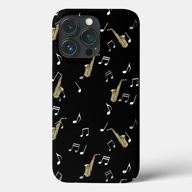 Funda De Case-Mate Para iPhone Jazzy Saxophone & Musical Notes (Reverso )