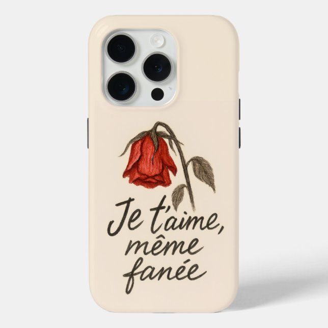 Funda De Case-Mate Para iPhone Je T’aime Wilted Rose (Reverso )