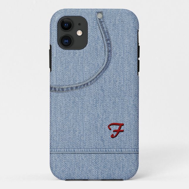 Funda De Case-Mate Para iPhone Jeans con iniciales (Reverso)
