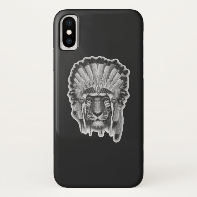 Funda De Case-Mate Para iPhone Jefe del tigre del nativo americano (Reverso)