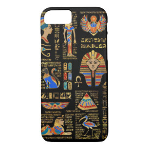 Funda Para iPhone 8/7 Jeroglíficos y deidades egipcios en negro
