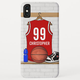 Funda Para iPhone XS Max Jersey de baloncesto rojo y blanco personalizado