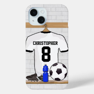 Funda Para iPhone 15 Jersey de fútbol negro personalizado