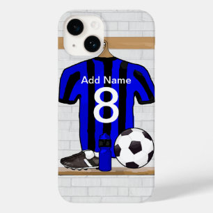 Funda Para iPhone 14 De Case-Mate Jersey de fútbol negro y azul personalizado