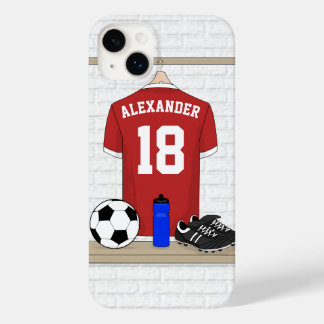 Funda Para iPhone 14 Plus De Case-Mate Jersey de fútbol rojo y blanco personalizado