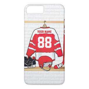 Funda Para iPhone 8 Plus/7 Plus Jersey de hockey sobre hielo rojo y blanco persona