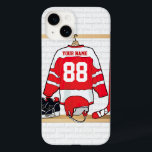 title_seo2 Jersey de hockey sobre hielo rojo y blanco persona<br><div class="desc">Un diseño deportivo único y divertido con una camiseta personalizada de hockey sobre hielo colgada en un vestuario con casco, patines de hielo y bastón de hockey. La camiseta puede ser totalmente personalizada con el número y nombre de su elección para hacer un gran regalo para cualquier hincha de hockey...</div>