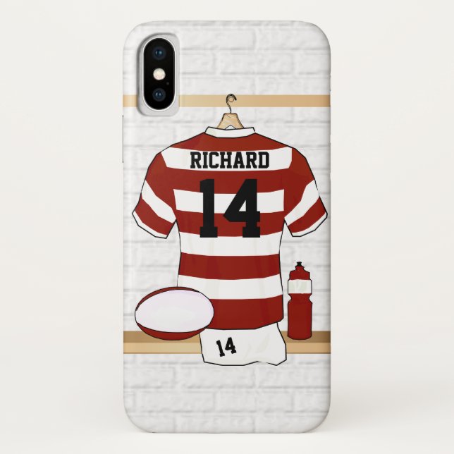 Funda De Case-Mate Para iPhone Jersey de rugby pirateado personalizado en una hab (Reverso)