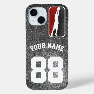 Funda Para iPhone 15 Jersey del equipo de baloncesto del Purpurina Rojo