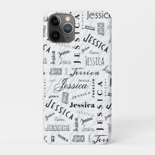 Funda Para iPhone 11 Pro Jessica Nombre Personalizado Negro Blanco