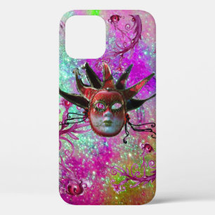 Funda Para iPhone 12 JESTER ROJO NEGRO MÁSCARA Mascarada Fiesta Azul Pú