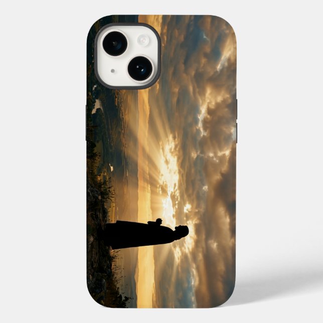 Funda De Case-Mate Para iPhone Jesus Christ Silhouette Holy Light Sunset Case (Reverso )