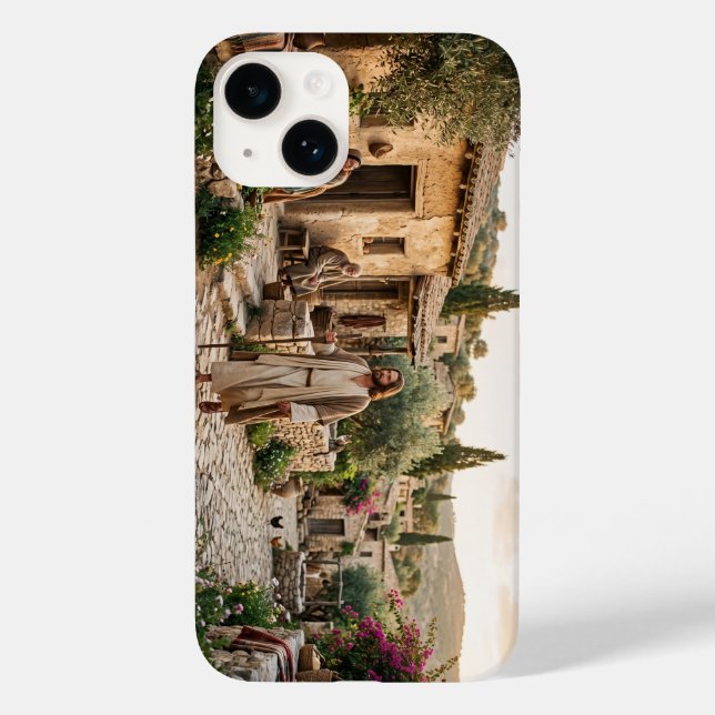 Funda De Case-Mate Para iPhone Jesus Christ Walking in Ancient Village phone Case (Reverso )