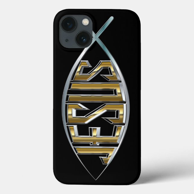 Funda De Case-Mate Para iPhone Jesús dentro de un símbolo de pescado (Reverso)