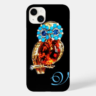 title_seo2 JEWEL OWL MONOGRAM Gold, Blue Turquase Topaz