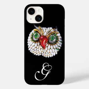 Funda Para iPhone 14 De Case-Mate JEWEL OWL MONOGRAM ,Oro,Esmeralda verde ,opale