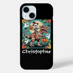 Funda Para iPhone 15 Jinete de Dino Espeluznante – Esqueleto en T-Rex M
