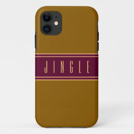Funda Para iPhone 11 JINGLE Classy Golden Brown Burgundy Rayas Rojas