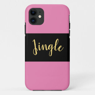 Funda Para iPhone 11 JINGLE Festive Sporty Elegant Black Pink Stripes
