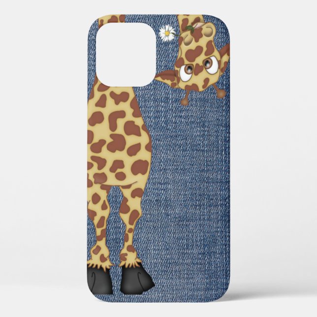 Funda De Case-Mate Para iPhone jirafa de denim azul (Reverso )