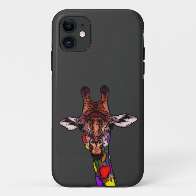 Funda De Case-Mate Para iPhone Jirafa del arco iris (Reverso)