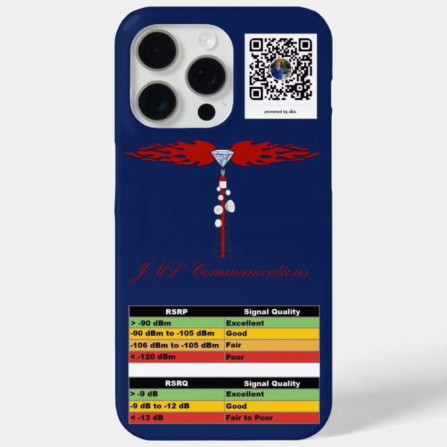 Funda De Case-Mate Para iPhone JML Communications Tower Logo & RSRP Signal Streng (Reverso )