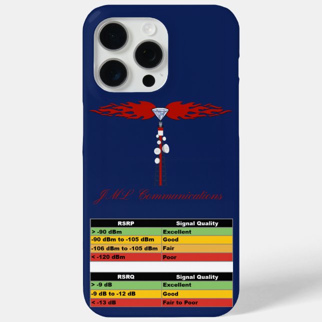 Funda De Case-Mate Para iPhone JML Communications Tower Logo & RSRP Signal Streng (Reverso )