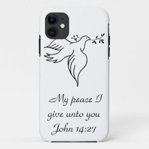 Funda Para iPhone 11 John 14:27 Biblia verso Religión Paloma Cristiano