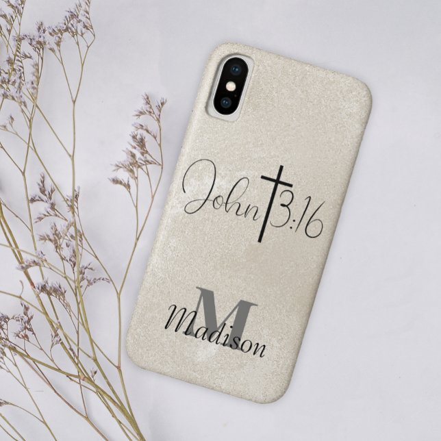 Funda De Case-Mate Para iPhone John 3:16 Pearl Background Monograma Añadir nombre (Subido por el creador)
