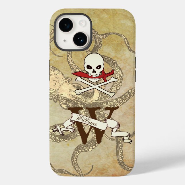 Funda De Case-Mate Para iPhone Jolly Roger Monogram Inicial (Reverso )