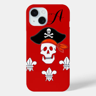 TITLE_SEO2 JOLLY ROGER SKULL, PIRATE GORRA, TRES LILIES MONOG