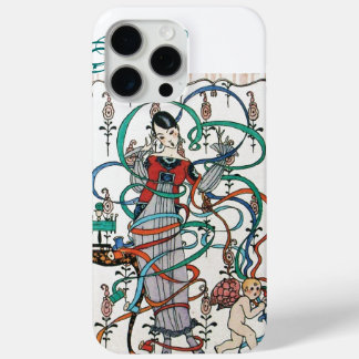 FUNDA PARA iPhone 15 PRO MAX JOVEN CHICA, COLORIDAS BARRAS DE RIBÓN, CUPIDA