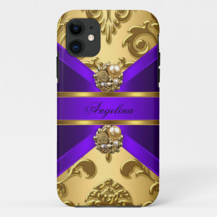 Funda Para iPhone 11 Joya púrpura con clase elegante del damasco del