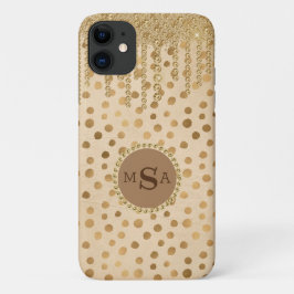 Funda Para iPhone 11 Joyas de bolas de monograma con crema elegante