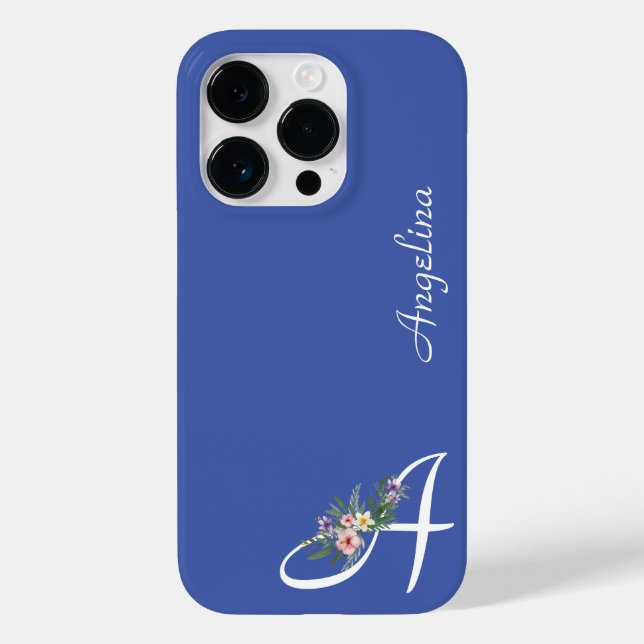 Funda De Case-Mate Para iPhone Jubilación del Monograma A Floral (Reverso )