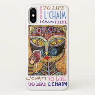 Funda Para iPhone XS Judío y Yiddish al gato negro de L'Chaim de la