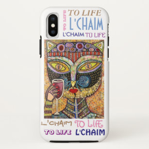 Funda Para iPhone X Judío y Yiddish al gato negro de L'Chaim de la