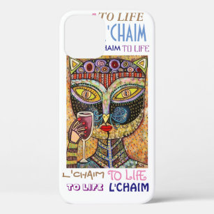 Funda Para iPhone 12 Judío y Yiddish al gato negro de L'Chaim de la