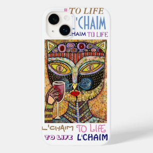 Funda Para iPhone 14 Plus De Case-Mate Judío y Yiddish al gato negro de L'Chaim de la